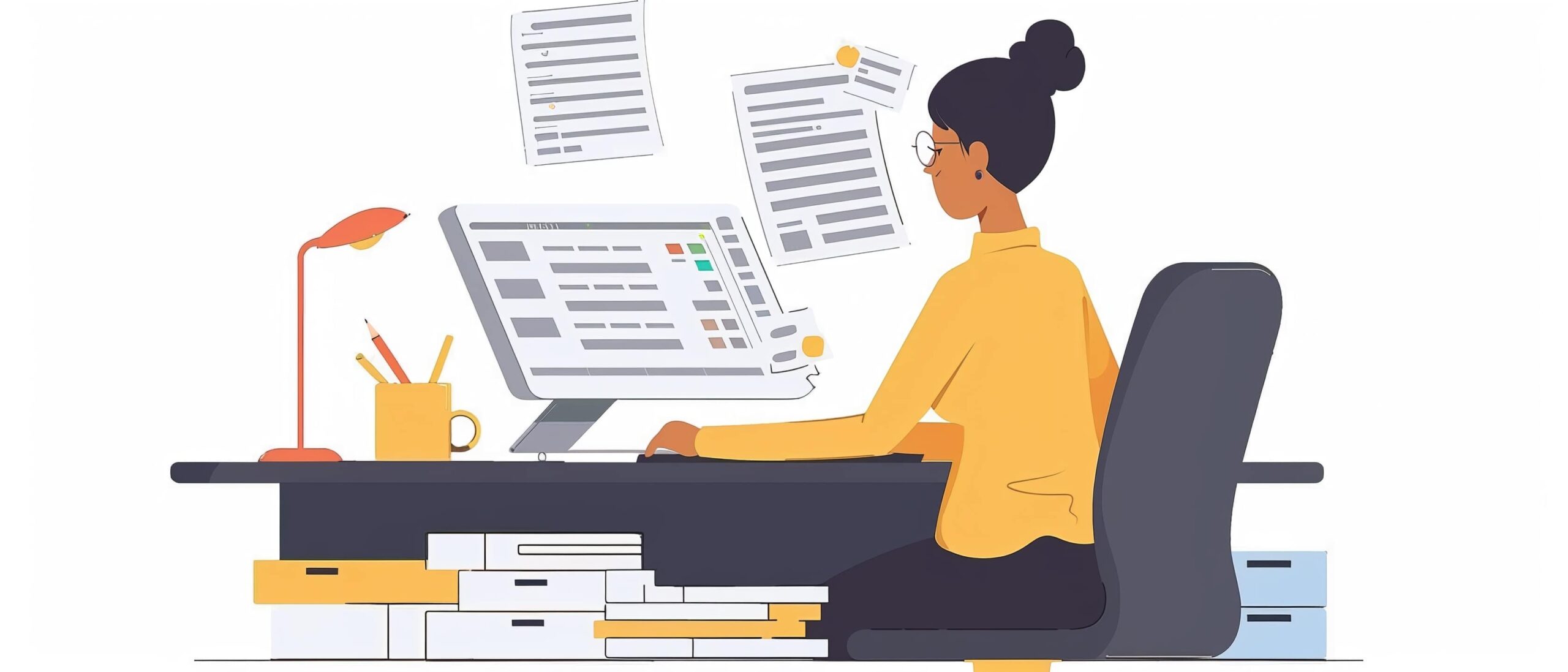 Employee working on computer